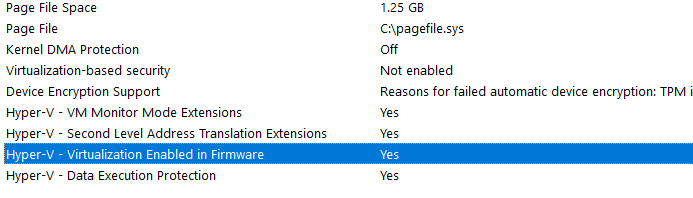 Virtualization enabled in firmware