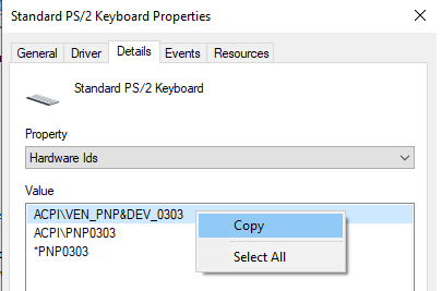 copy hardware id