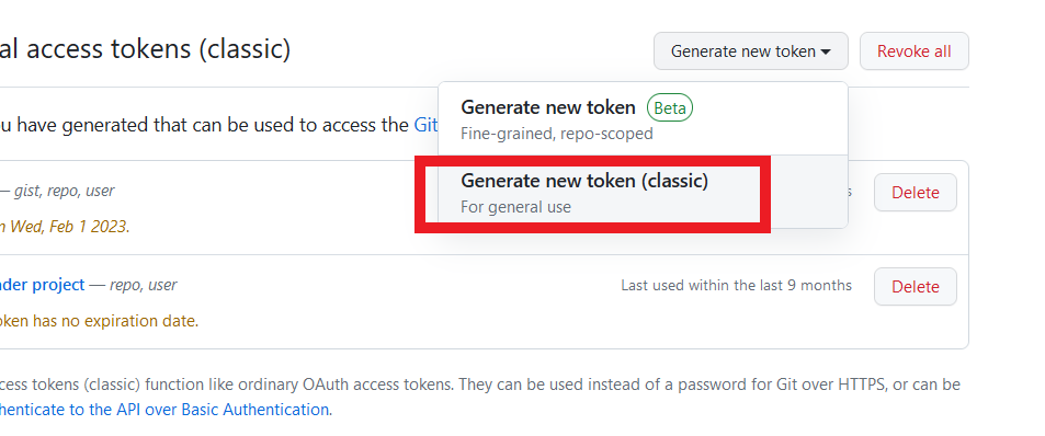 Generate new Token