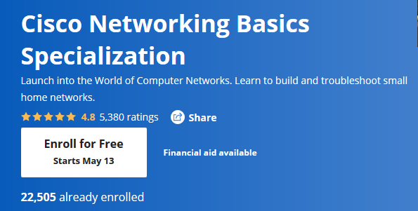 Free Coursera Cisco networking course