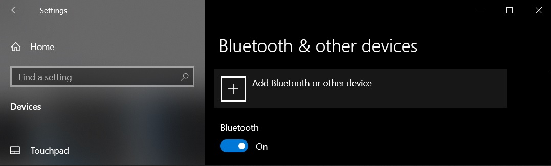 Bluetooth settings Windows 10