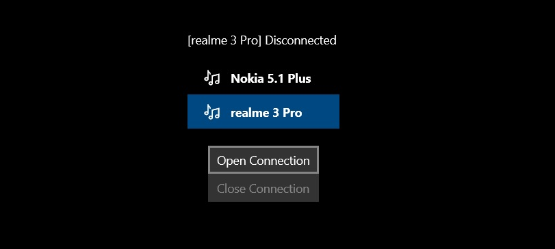 open bluetooth connection